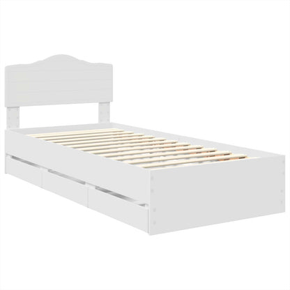 vidaXL Cadre de lit avec tiroirs Blanc 90 x 190 cm Bois d'ingénierie