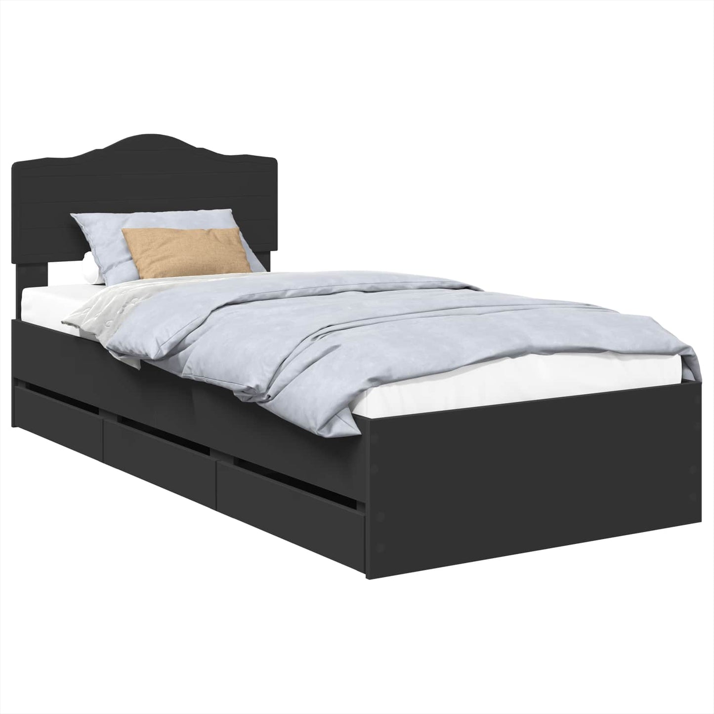 vidaXL Bettrahmen mit Schubladen Schwarz 90 x 190 cm Ingenieurs Holz