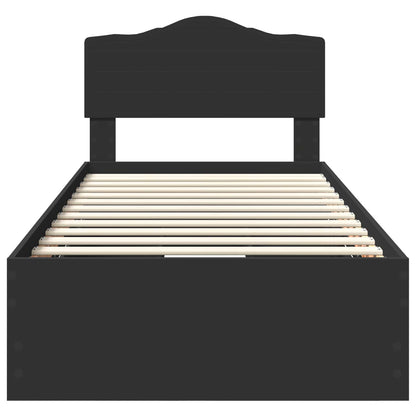 vidaXL Bettrahmen mit Schubladen Schwarz 90 x 190 cm Ingenieurs Holz