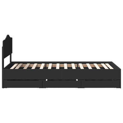 vidaXL Bettrahmen mit Schubladen Schwarz 90 x 190 cm Ingenieurs Holz