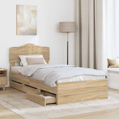 vidaXL Bettrahmen Sonoma-Eiche 90 x 190 cm Ingenieurs Holz