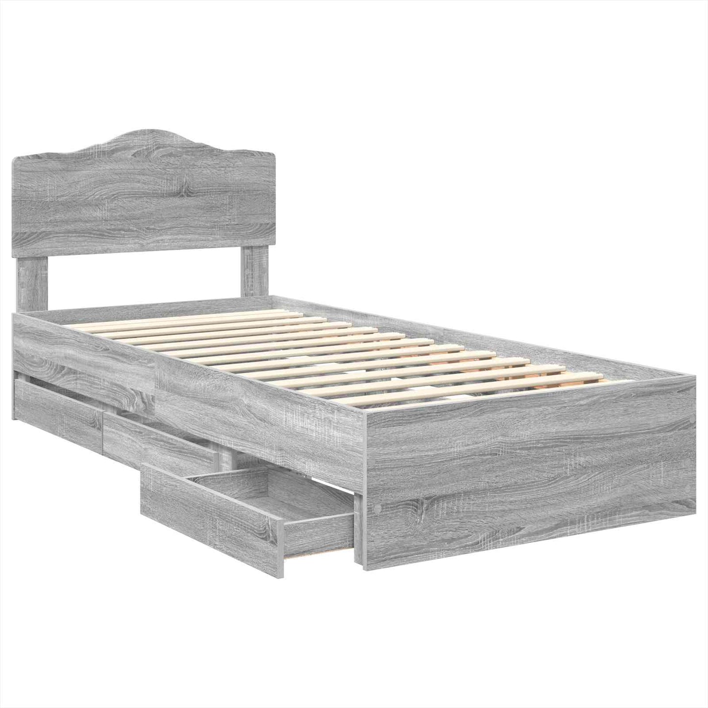 vidaXL Bettrahmen Graues Sonoma 90 x 190 cm Ingenieurs Holz