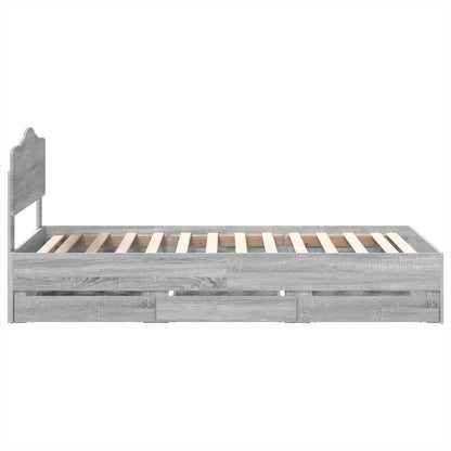 vidaXL Bettrahmen Graues Sonoma 90 x 190 cm Ingenieurs Holz
