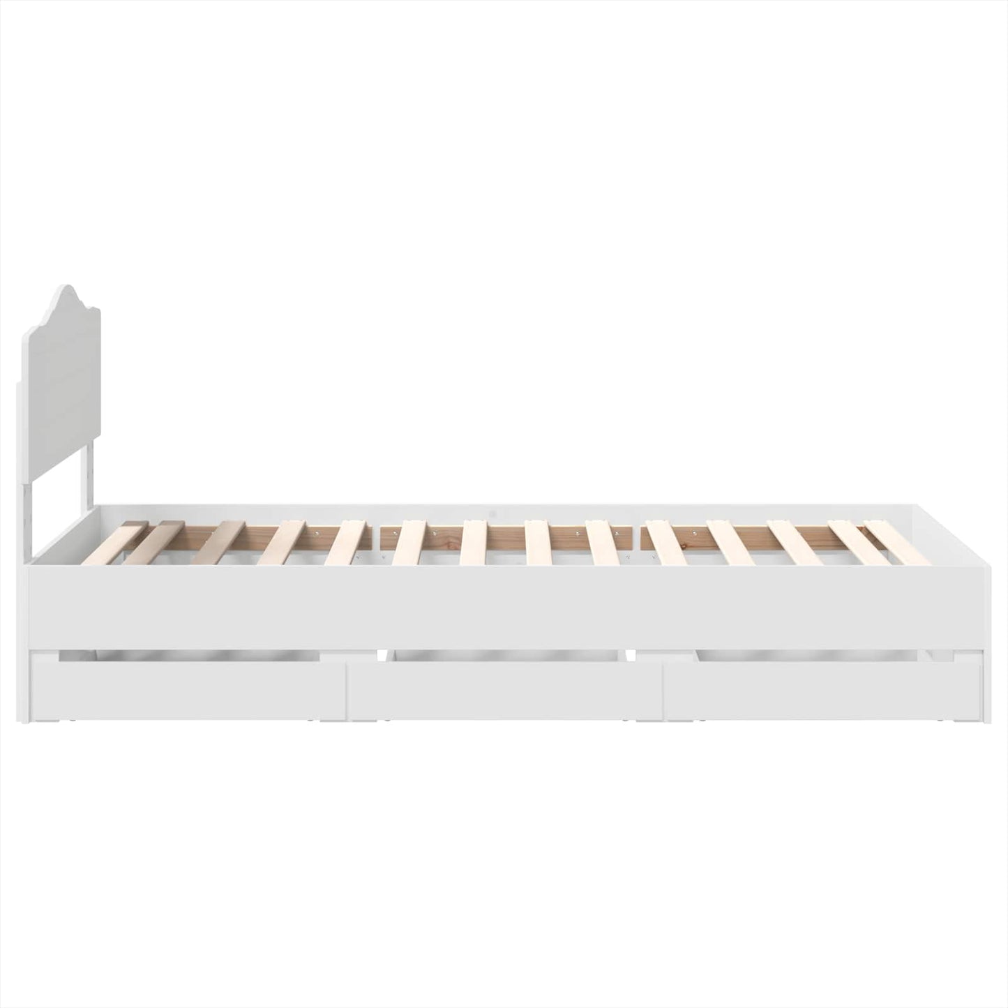vidaXL Bettrahmen mit Schubladen Weiß 90 x 200 cm Ingenieurs Holz