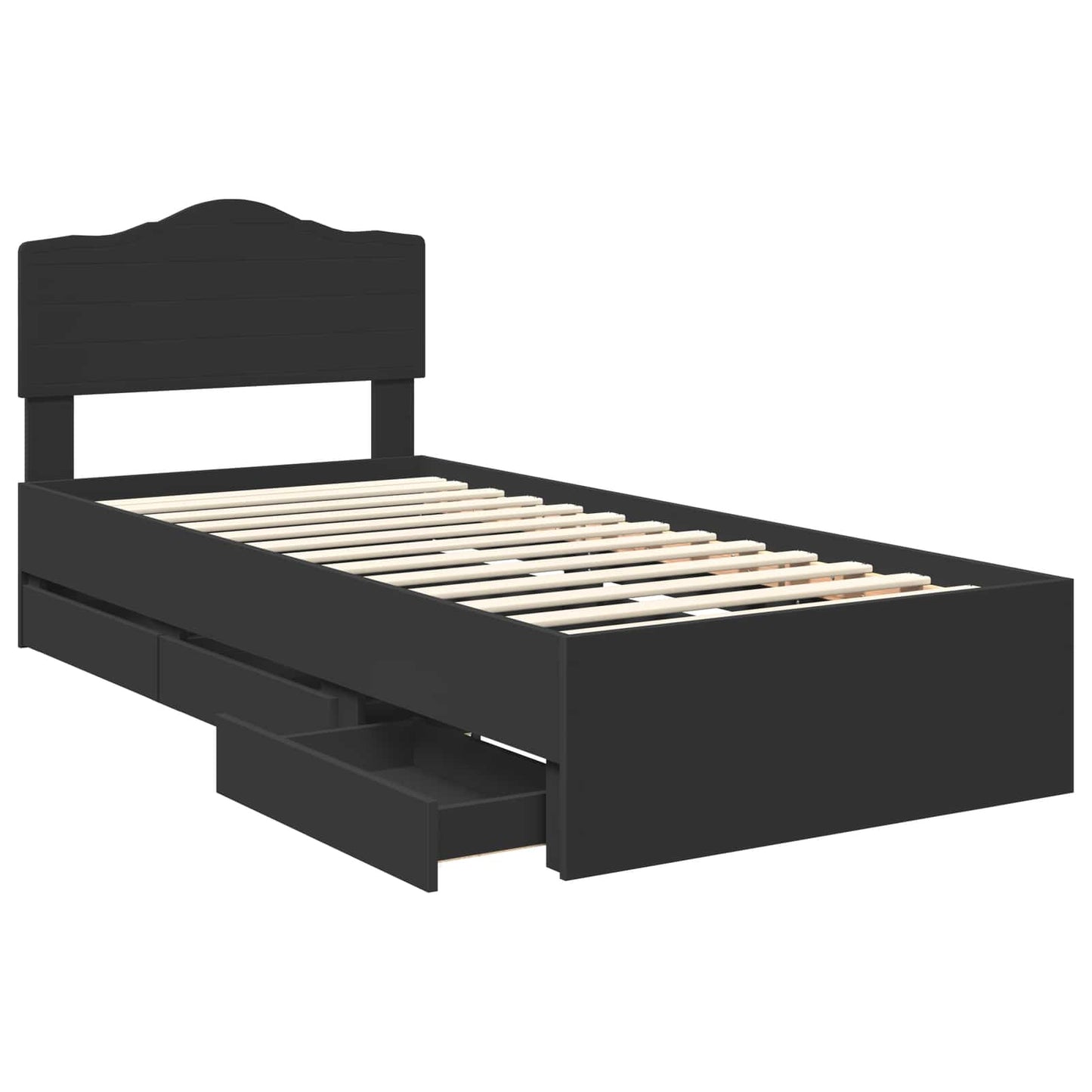 vidaXL Bettrahmen mit Schubladen Schwarz 90 x 200 cm Ingenieurs Holz