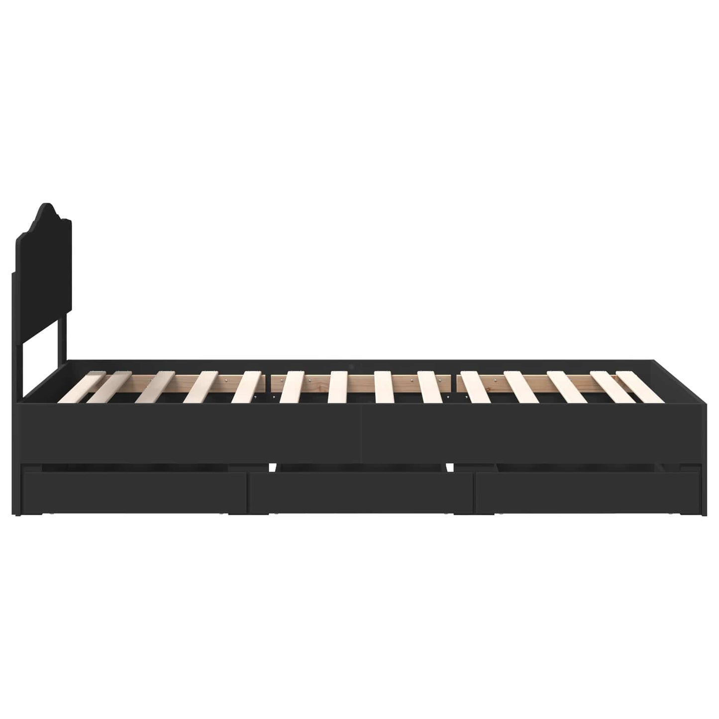 vidaXL Bettrahmen mit Schubladen Schwarz 90 x 200 cm Ingenieurs Holz