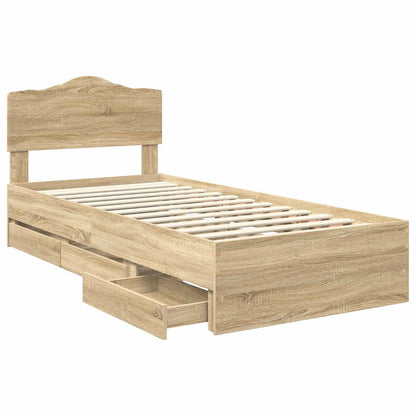 vidaXL Bettrahmen Sonoma-Eiche 90 x 200 cm Ingenieurs Holz