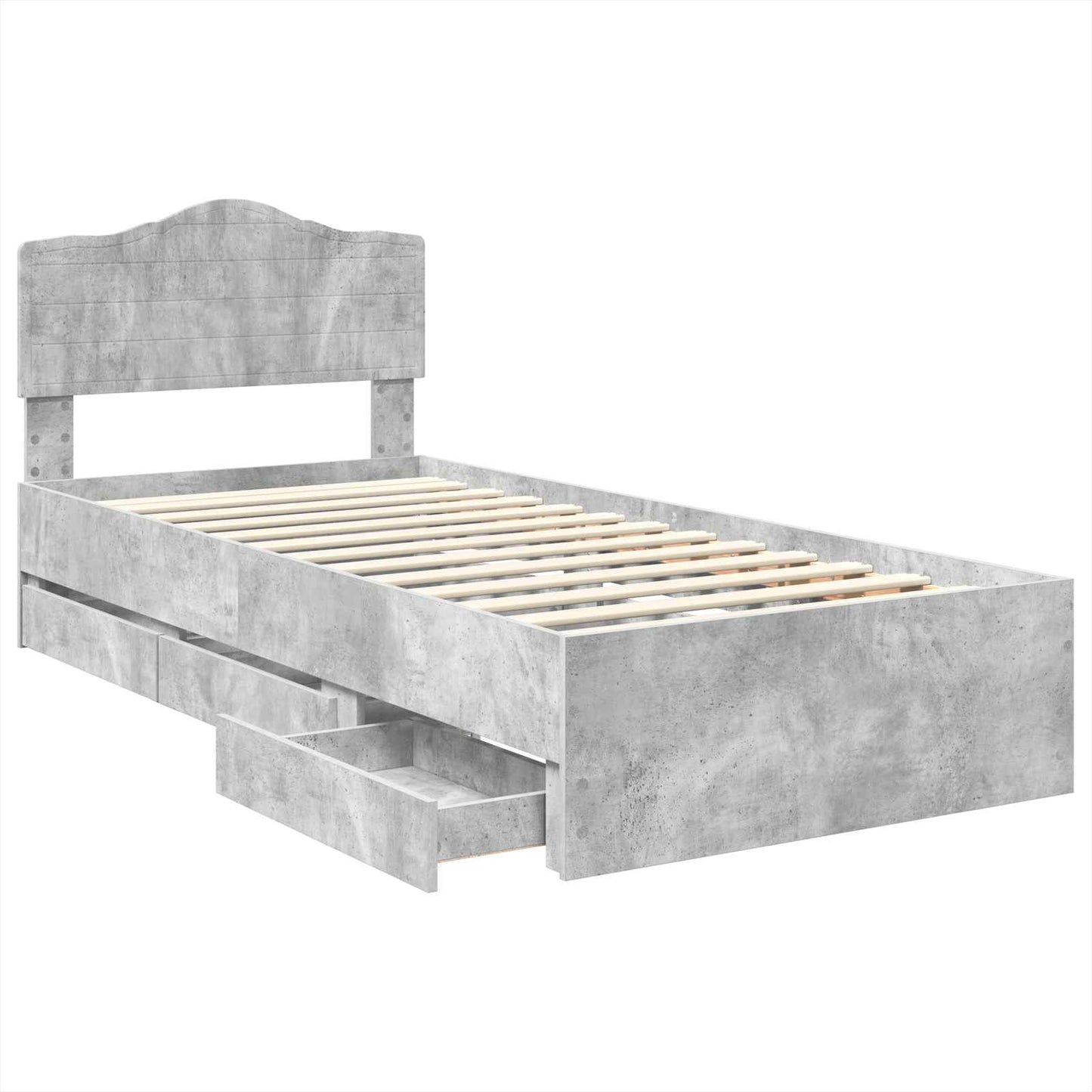 vidaXL Bettrahmen mit Kopfteil Beton Grau 90 x 200 cm Ingenieurs Holz