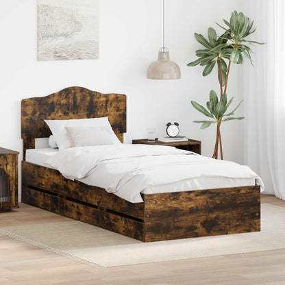 vidaXL Bettrahmen Geräucherte Eiche 90 x 200 cm Ingenieurs Holz