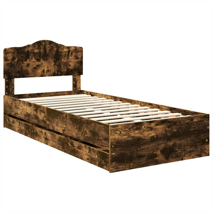 vidaXL Bettrahmen Geräucherte Eiche 90 x 200 cm Ingenieurs Holz