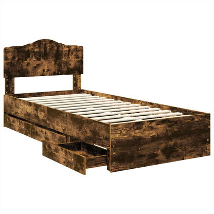 vidaXL Bettrahmen Geräucherte Eiche 90 x 200 cm Ingenieurs Holz