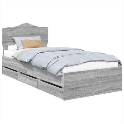 vidaXL Bettrahmen Graues Sonoma 90 x 200 cm Ingenieurs Holz
