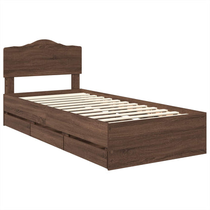 vidaXL Bettrahmen Braun Eichen-Optik 90 x 200 cm Ingenieurs Holz