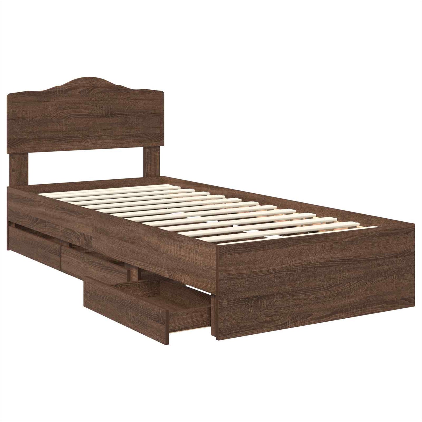 vidaXL Bettrahmen Braun Eichen-Optik 90 x 200 cm Ingenieurs Holz