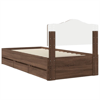 vidaXL Bettrahmen Braun Eichen-Optik 90 x 200 cm Ingenieurs Holz