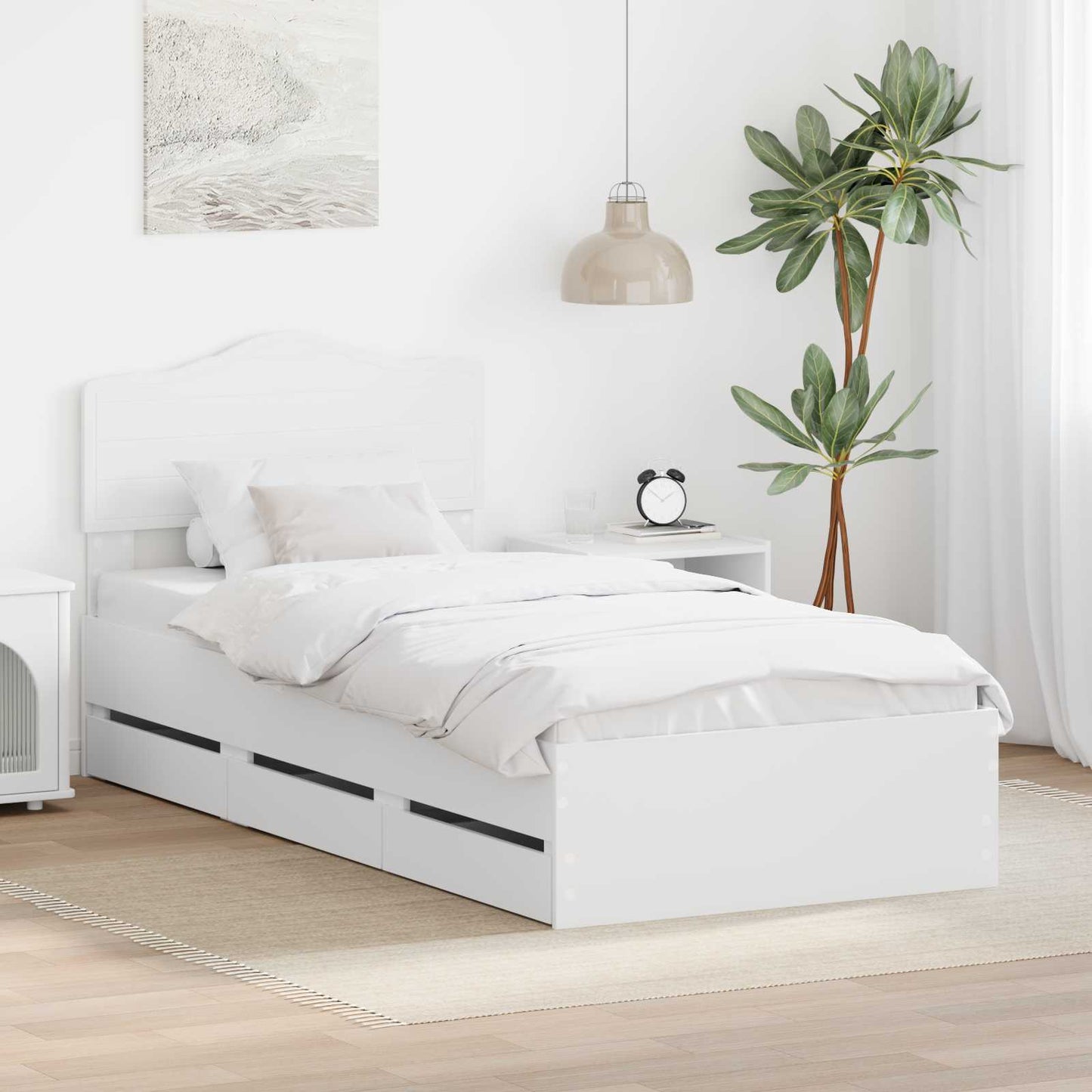 vidaXL Bettrahmen mit Schubladen Weiß 75 x 190 cm Ingenieurs Holz