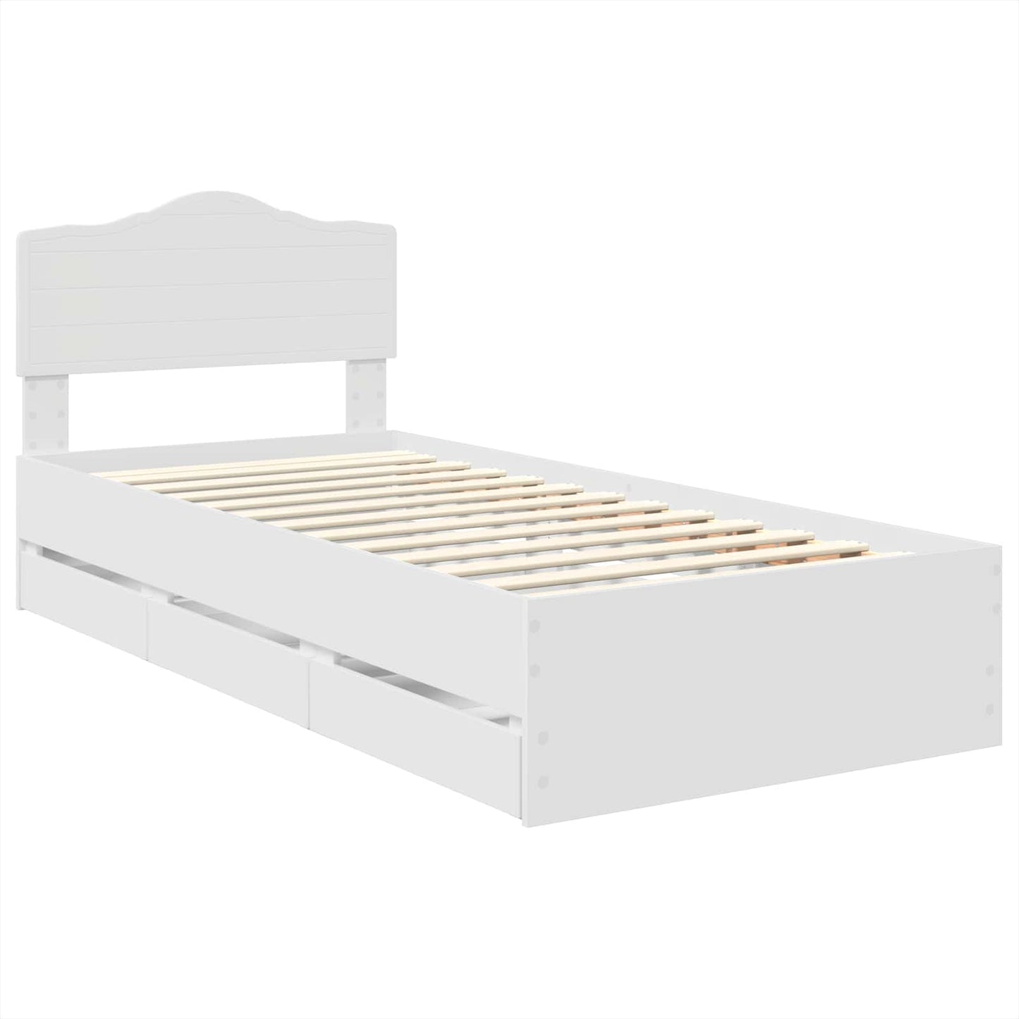 vidaXL Bettrahmen mit Schubladen Weiß 75 x 190 cm Ingenieurs Holz