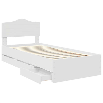 vidaXL Bettrahmen mit Schubladen Weiß 75 x 190 cm Ingenieurs Holz