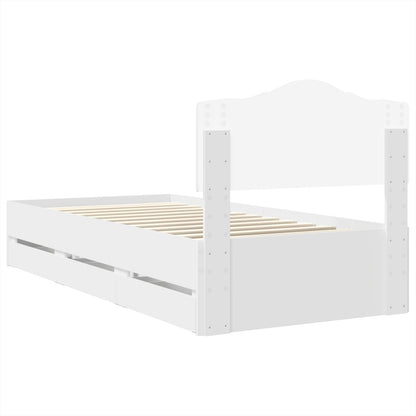 vidaXL Bettrahmen mit Schubladen Weiß 75 x 190 cm Ingenieurs Holz