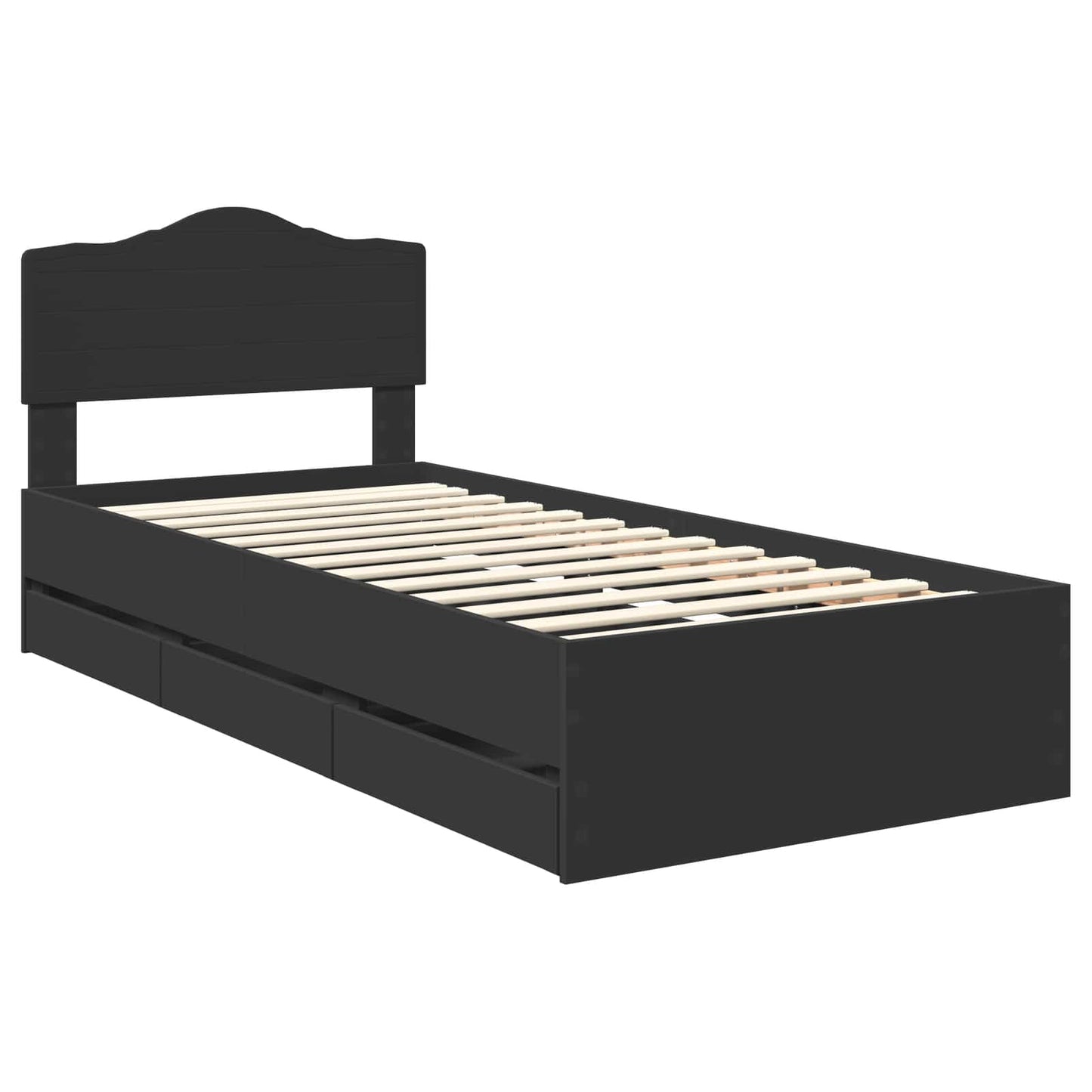 vidaXL Bettrahmen mit Schubladen Schwarz 75 x 190 cm Ingenieurs Holz