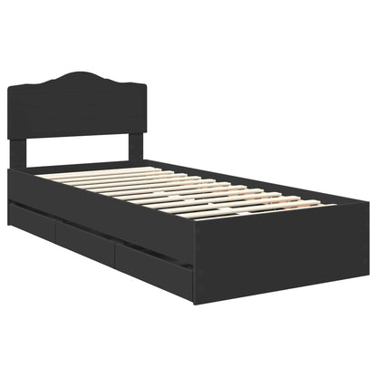 vidaXL Bettrahmen mit Schubladen Schwarz 75 x 190 cm Ingenieurs Holz