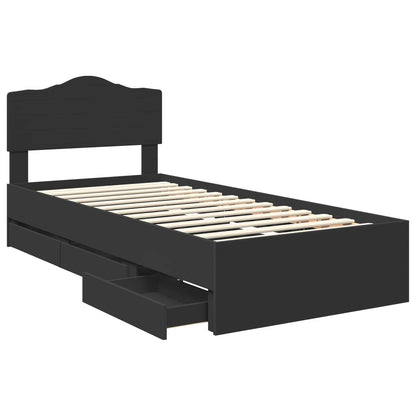 vidaXL Bettrahmen mit Schubladen Schwarz 75 x 190 cm Ingenieurs Holz