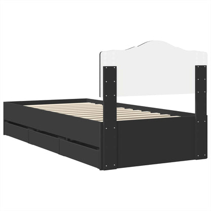 vidaXL Bettrahmen mit Schubladen Schwarz 75 x 190 cm Ingenieurs Holz