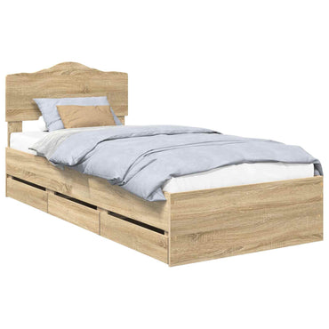 vidaXL Bettrahmen Sonoma-Eiche 75 x 190 cm Ingenieurs Holz
