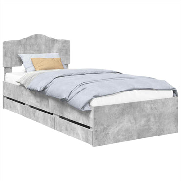 vidaXL Cadre de lit avec tête de lit Gris béton 75 x 190 cm Bois d'ingénierie
