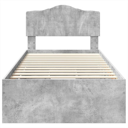 Bettrahmen mit Kopfteil Beton Grau 75 x 190 cm Ingenieurs Holz