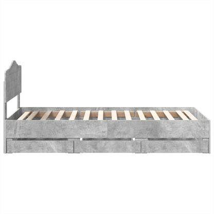 Bettrahmen mit Kopfteil Beton Grau 75 x 190 cm Ingenieurs Holz