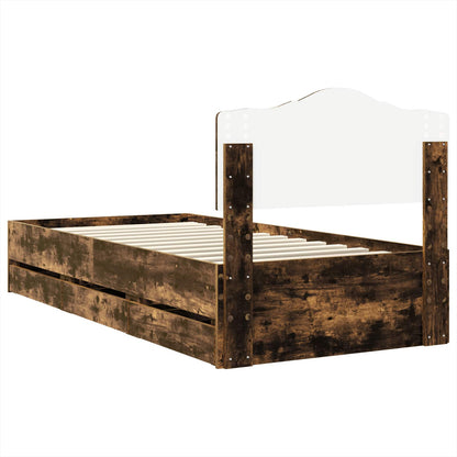 vidaXL Bettrahmen Geräucherte Eiche 75 x 190 cm Ingenieurs Holz