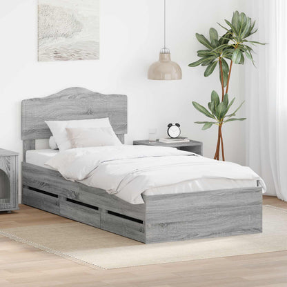vidaXL Bettrahmen Graues Sonoma 75 x 190 cm Ingenieurs Holz
