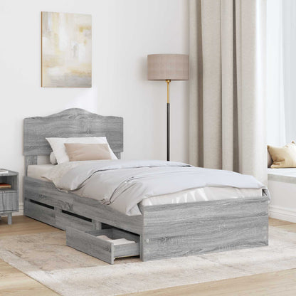 vidaXL Bettrahmen Graues Sonoma 75 x 190 cm Ingenieurs Holz