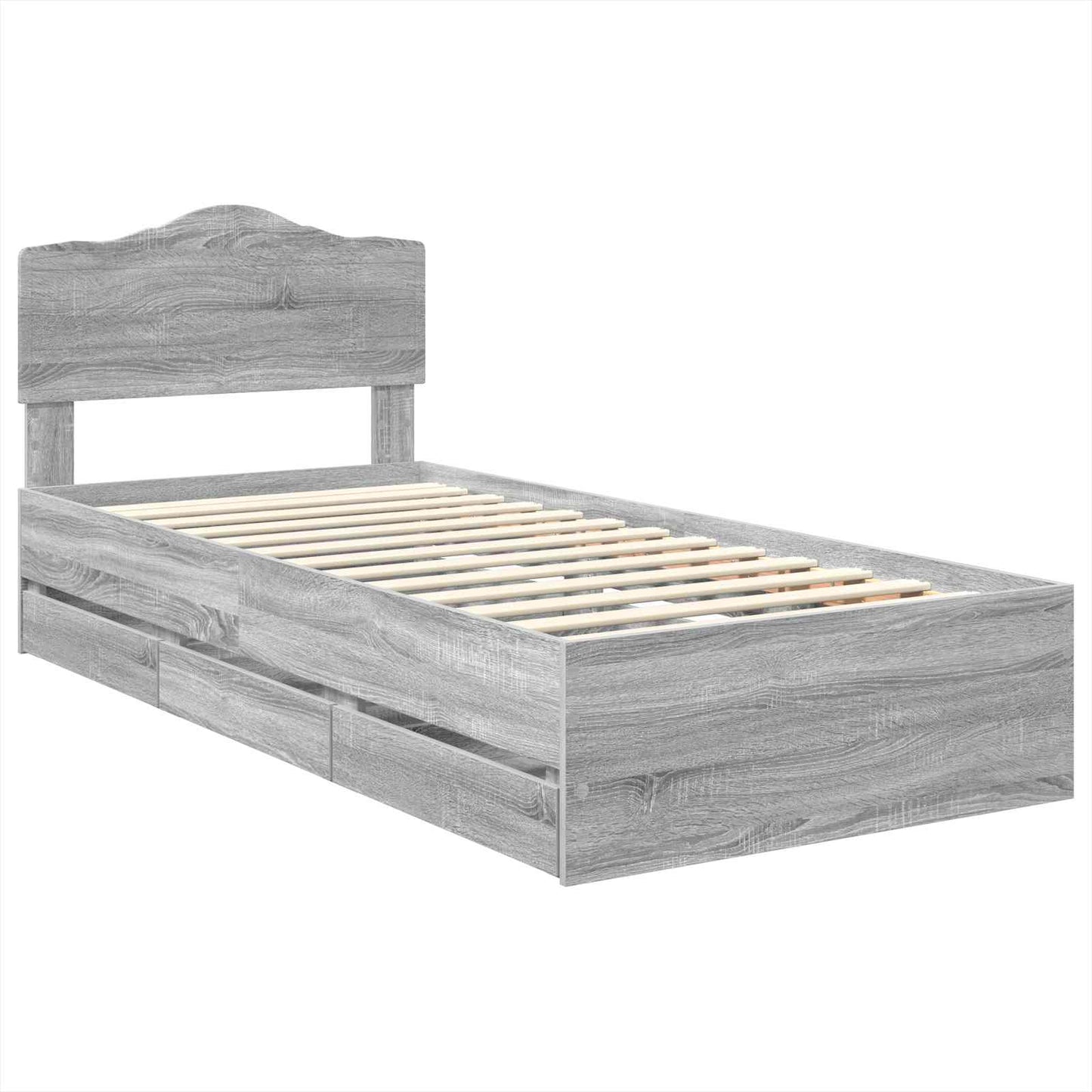 vidaXL Bettrahmen Graues Sonoma 75 x 190 cm Ingenieurs Holz