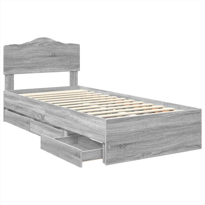 vidaXL Bettrahmen Graues Sonoma 75 x 190 cm Ingenieurs Holz