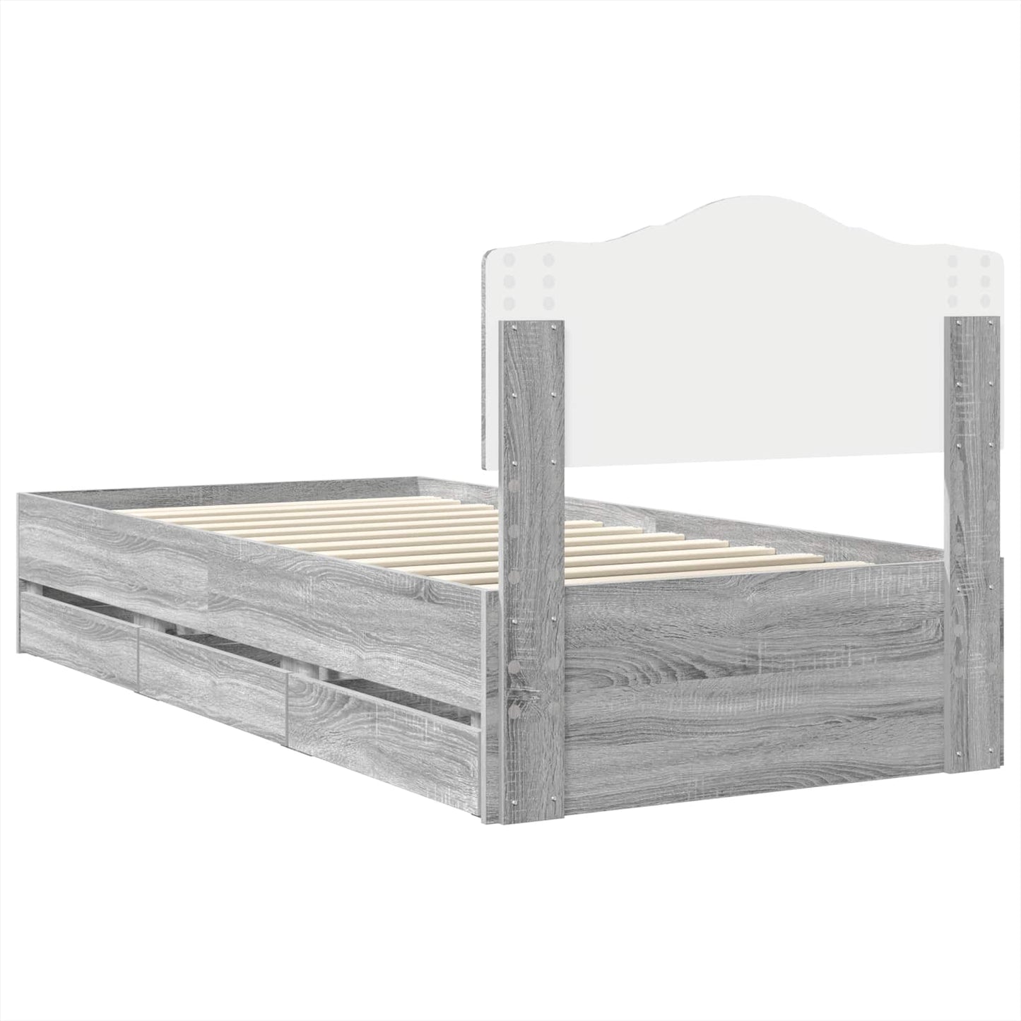 vidaXL Bettrahmen Graues Sonoma 75 x 190 cm Ingenieurs Holz