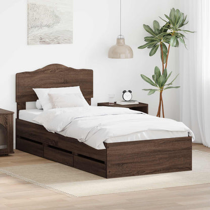 vidaXL Bettrahmen Braun Eichen-Optik 75 x 190 cm Ingenieurs Holz