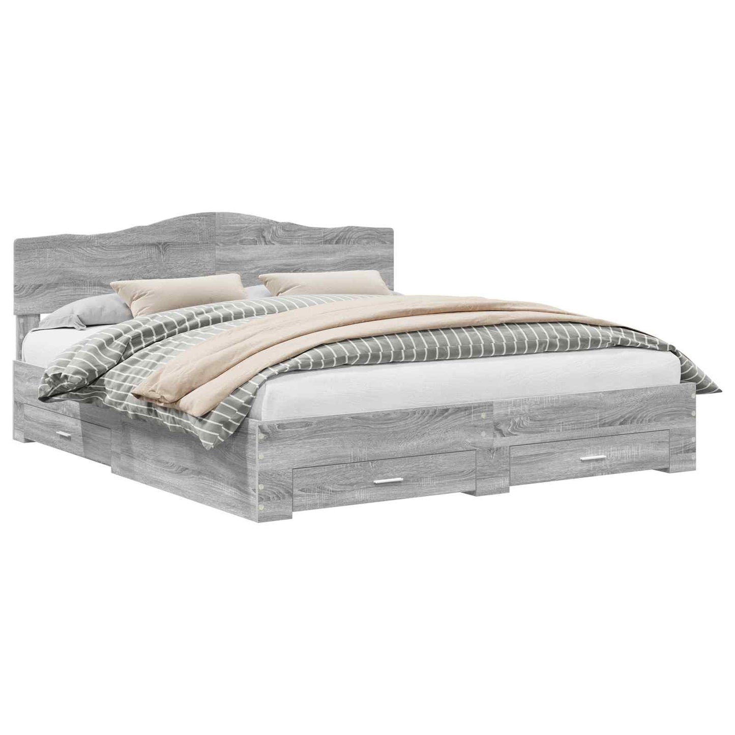 Bettrahmen Graues Sonoma 200 x 200 cm Holzwerkstoff