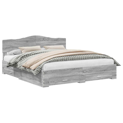 Bettrahmen Graues Sonoma 200 x 200 cm Holzwerkstoff