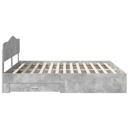 Bettrahmen mit Kopfteil Beton Grau 180 x 200 cm Holzwerkstoff