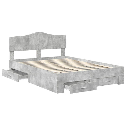 Bettrahmen mit Kopfteil Beton Grau 140 x 200 cm Holzwerkstoff