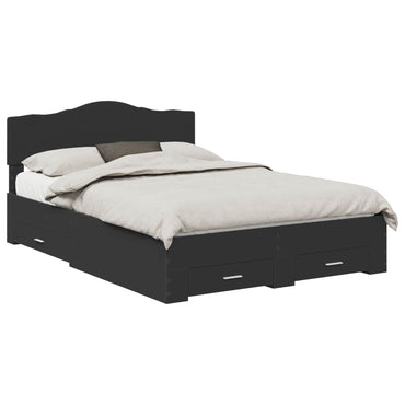 vidaXL Bettrahmen mit Kopfteil Schwarz 140 x 190 cm Holzwerkstoff