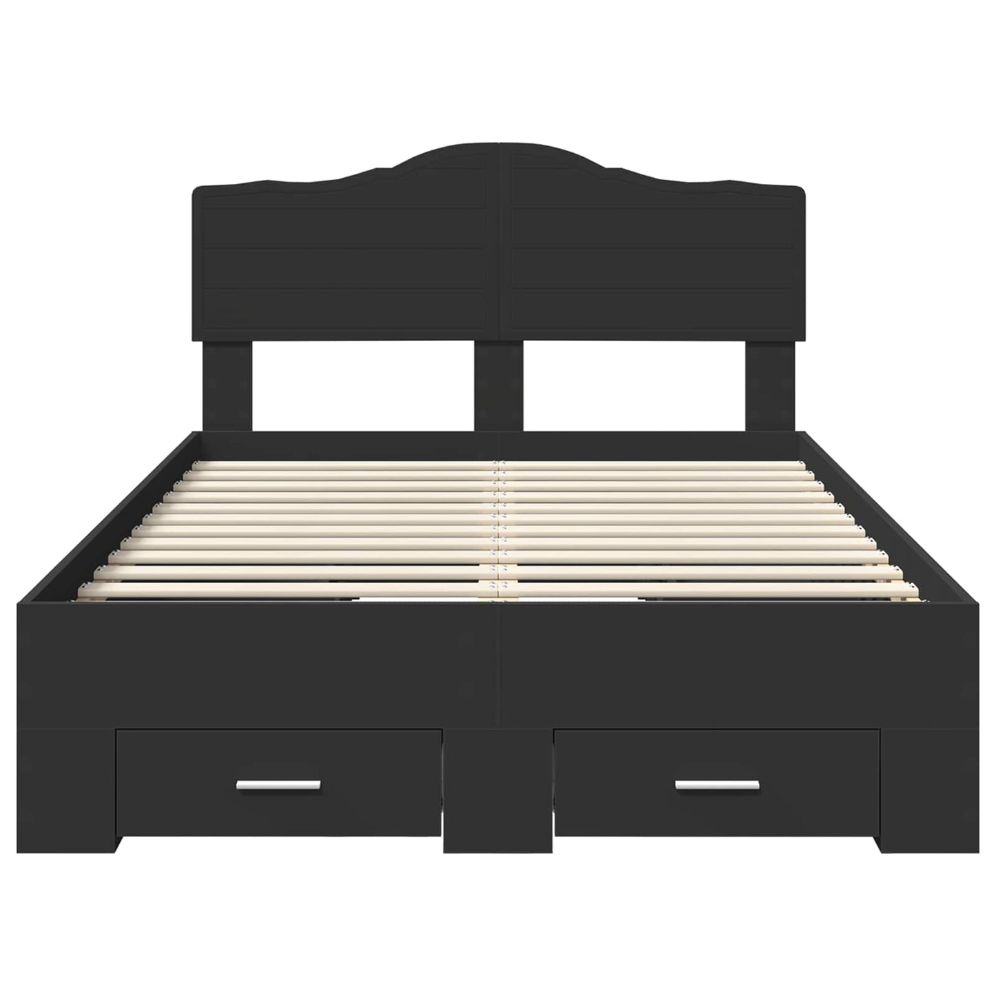 Bettrahmen mit Kopfteil Schwarz 135 x 190 cm Holzwerkstoff