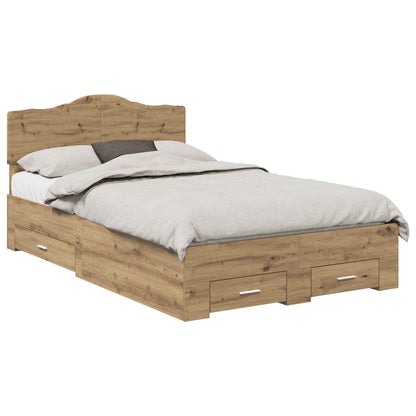 vidaXL Bettrahmen Artisan-Eiche 135 x 190 cm Holzwerkstoff