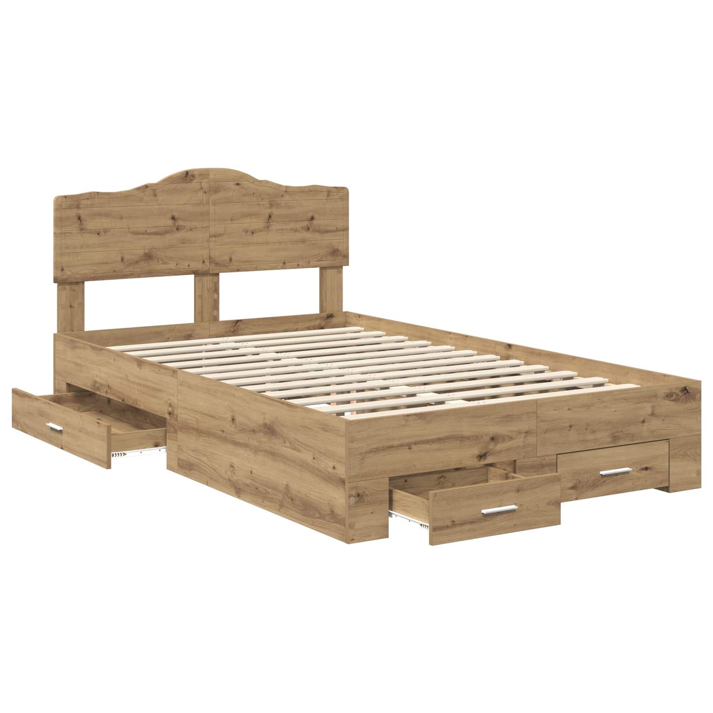vidaXL Bettrahmen Artisan-Eiche 135 x 190 cm Holzwerkstoff