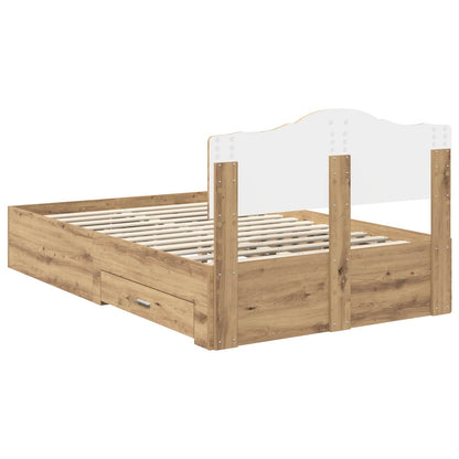 vidaXL Bettrahmen Artisan-Eiche 135 x 190 cm Holzwerkstoff