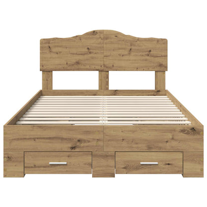 vidaXL Bettrahmen Artisan-Eiche 135 x 190 cm Holzwerkstoff