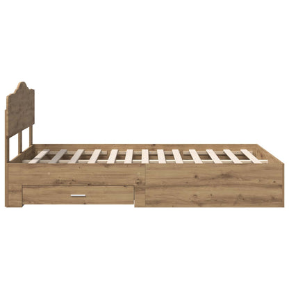 vidaXL Bettrahmen Artisan-Eiche 135 x 190 cm Holzwerkstoff