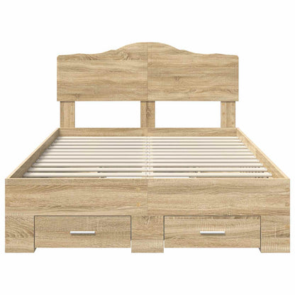 Bettrahmen mit Kopfteil Sonoma-Eiche 120 x 200 cm Holzwerkstoff